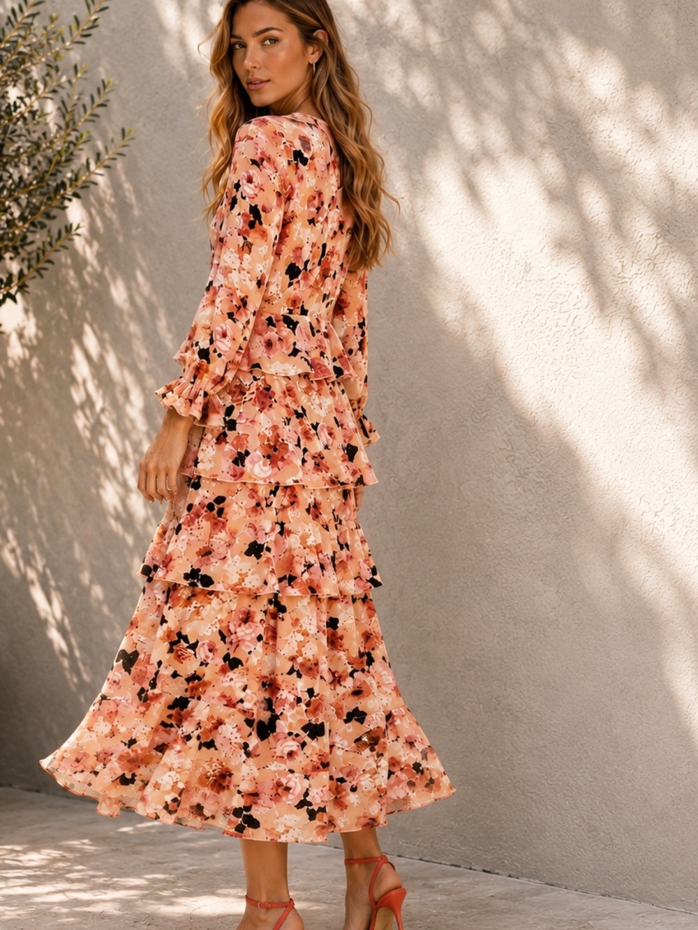 Anthro’s Jaase, Stunning Floral Long-Sleeve Tiered Dress,Exquisite EUC, Size S - Picture 8 of 14